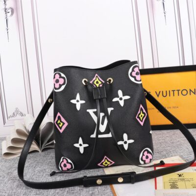 Replica Louis Vuitton Neonoe Mm Bucket Bag Black/White